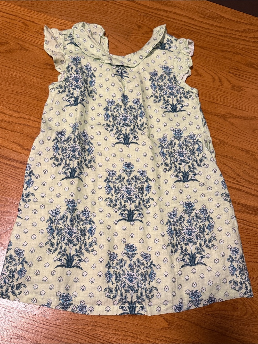Roller Rabbit - Girls' Light Green Linen Floral Print Dress- size 12